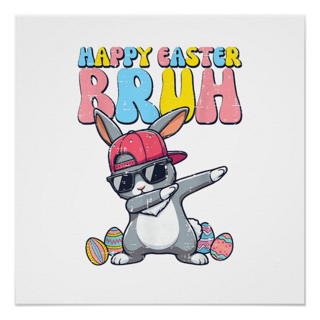Poster Joyeuses Pâques Bruh Lapin Dab Lapin Danse Garçons (Devant)