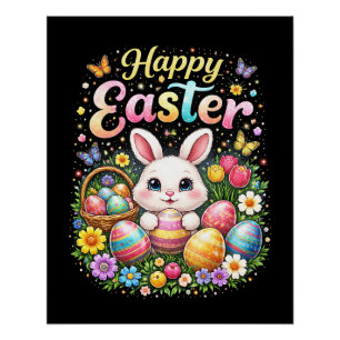 Poster Joyeuses Pâques Petit Lapin