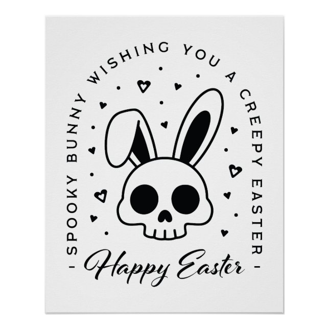 Poster Joyeuses Pâques souhaits flippants lapin effrayant (Devant)