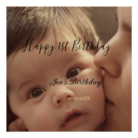 Joyeux 1er anniversaire nom photo date stylé calli