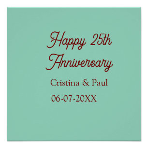 Poster Joyeux 25e anniversaire vert mauve pastel boho rét
