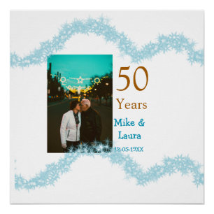 Poster Joyeux 50e anniversaire nom couple date mariage