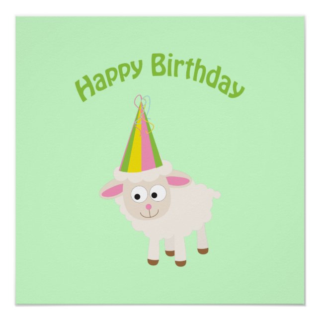 Poster Joyeux anniversaire agneau (Devant)