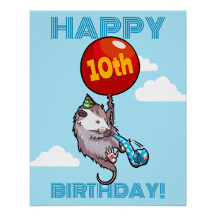 Poster Joyeux anniversaire ! Ajouter L'Âge Opossum & Ball