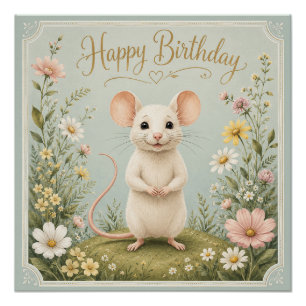 Poster Joyeux Anniversaire au Jardin de la Souris Douce
