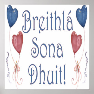 Poster Joyeux anniversaire ! en gaélique irlandais