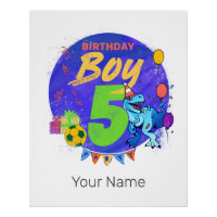 Joyeux anniversaire garçon 5e anniversaire Dinosau