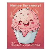 Joyeux Anniversaire Glace au Sorbet Kawaii Dessin 