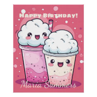 Joyeux Anniversaire Glace Crème de Neige Kawaii Mi