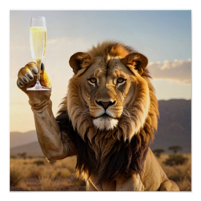 Poster Joyeux Anniversaire Lion - Félicitations -  (Devant)