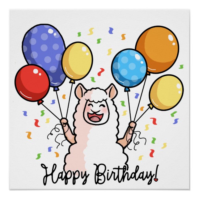 Poster Joyeux Anniversaire Llama (Devant)