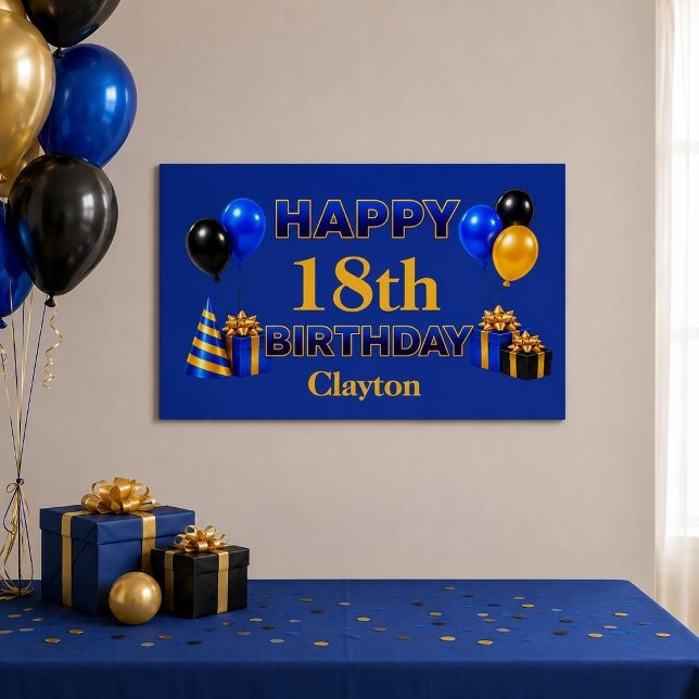 Poster Joyeux Anniversaire Tout Âge Bleu (Créateur téléchargé)
