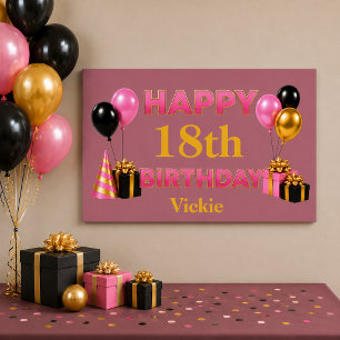 Poster Joyeux Anniversaire Tout Âge Or Rose