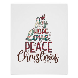 Poster Joyeux cadeau de Noël Amour Paix Noël