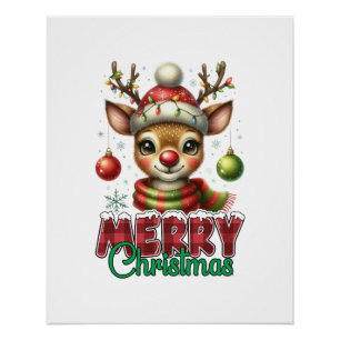 Poster Joyeux cadeau de Noël Reinder