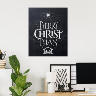Poster Joyeux Christ Mas Christian Christmas Black Chalk