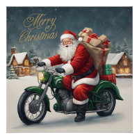 Joyeux Cool de Noël Vintage Père Noël sur moto