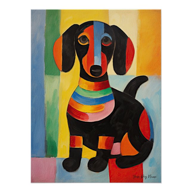 Poster Joyeux Dachshund Dog 03 - Kaori (Devant)