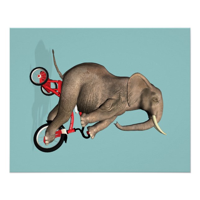 Poster Joyeux Éléphant Sur Tricycle (Devant)