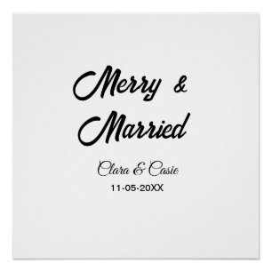 Poster Joyeux et marié ajouter un couple Nom date holiday