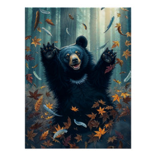 Poster Joyeux Feuilles de chasse à l'ours noir