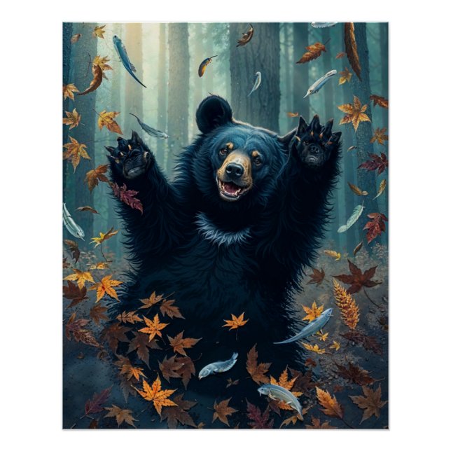 Poster Joyeux Feuilles de chasse à l'ours noir (Devant)