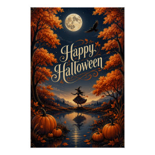Poster Joyeux Halloween Automne Enchanté Citrouille