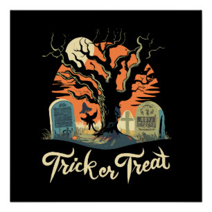 Poster Joyeux Halloween de votre cimetière drôle !