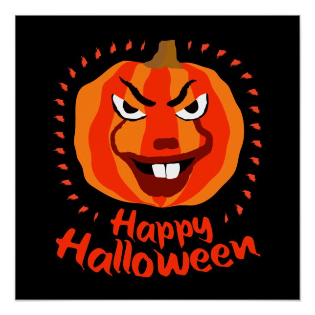 Poster Joyeux Halloween 🎃 drôle Effrayant Éffrayant Citr (Devant)