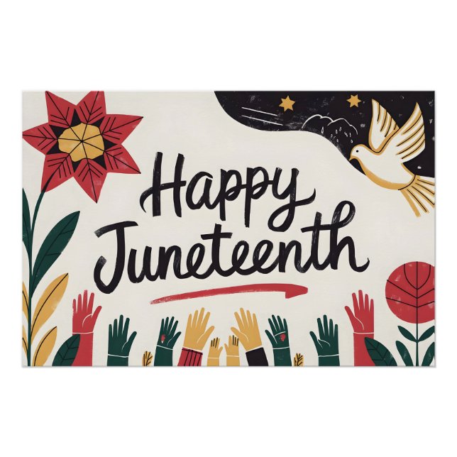 Poster Joyeux Junetten Colorful Freedom Day Design (Devant)