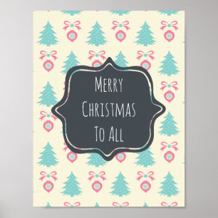 Poster Joyeux Noël à tous les Motifs de Noël