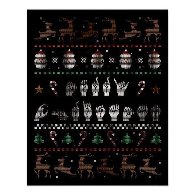 Poster Joyeux Noël - ASL American Sign Language II (Devant)