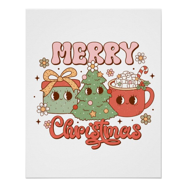 Poster Joyeux Noël cadeau de Noël (Devant)