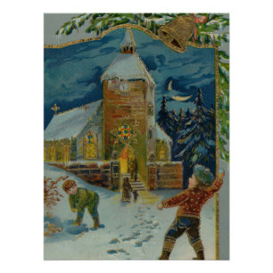 Poster Joyeux Noël - Carte postale vintage de bataille de