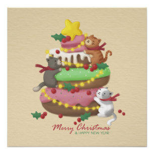 Poster Joyeux Noël : Cats & Sweets Illustration