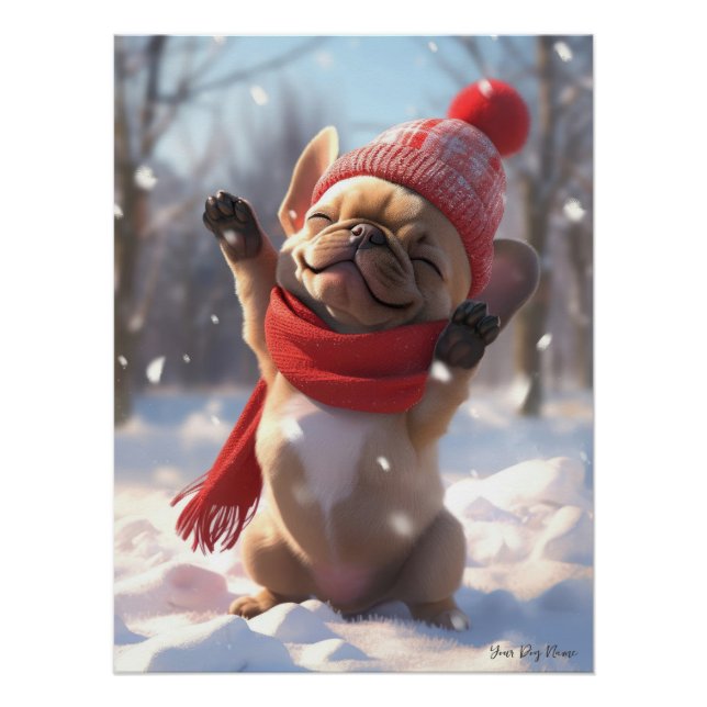 Poster Joyeux Noël, French Bulldog 01 - Joyeux Chris (Devant)