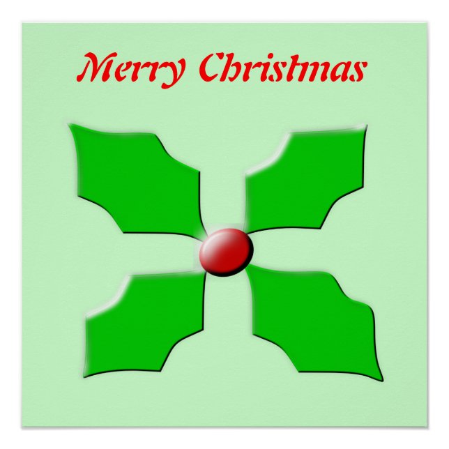 Poster joyeux Noël Holly personnalisable (Devant)