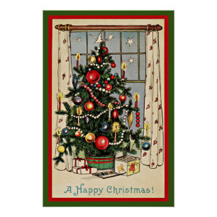 Poster Joyeux Noël, illustration vintage,