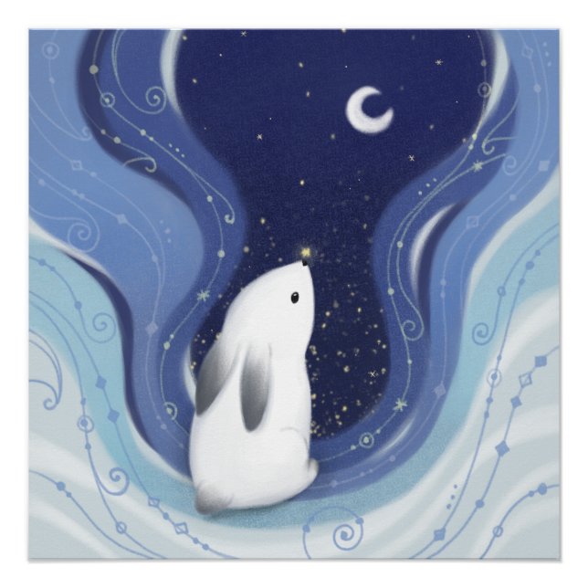Poster Joyeux Noël : Lapin, la Lune et les étoiles (Devant)