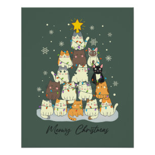 Poster Joyeux Noël Miaou — Arbre à Chat Mignon