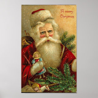 Poster Joyeux Noël Père Noël et carte poupée