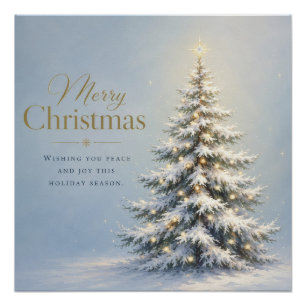 Poster Joyeux Noël Sapin enneigé