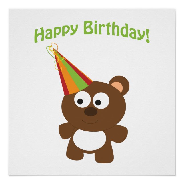 Poster Joyeux Ours d'anniversaire (Devant)