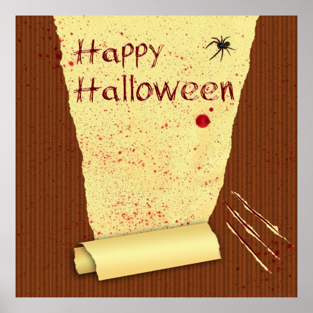 Poster Joyeux papier peint Halloween sanglant (Devant)