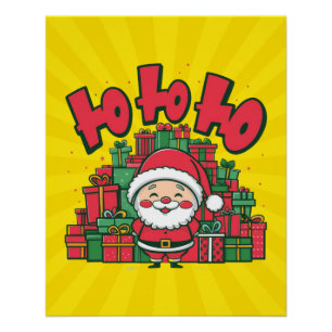 Poster Joyeux Père Noël de dessin animé Noël