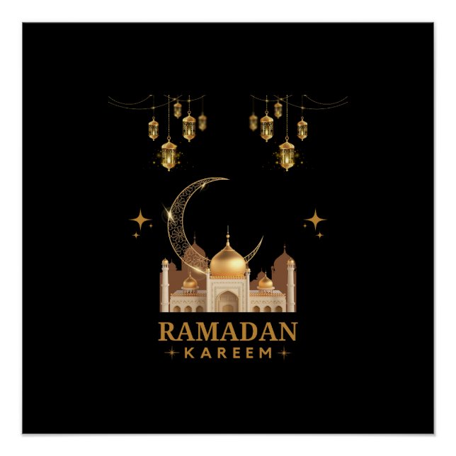 Poster Joyeux Ramadan Kareem - Aïd Moubarak Salutations (Devant)