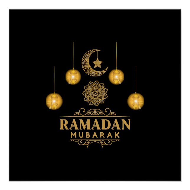 Poster Joyeux Ramadan Kareem Et Aïd Moubarak 2024 Fête (Devant)