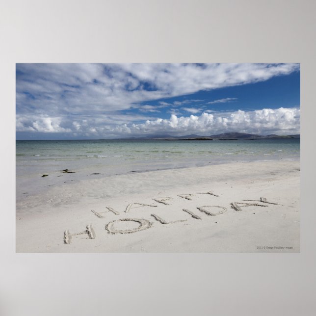 Poster Joyeux Vacances Écrit Sur Eilogarry Beach (Devant)