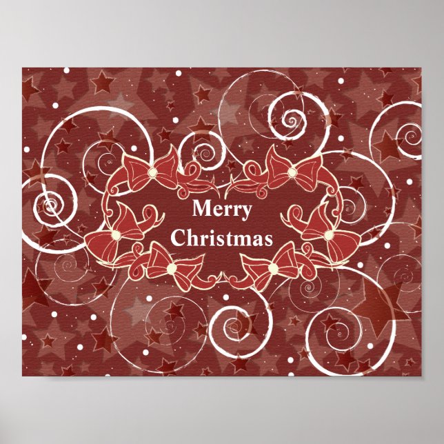 Poster Joyeux voeux de Noël avec arcs et étoiles (Devant)