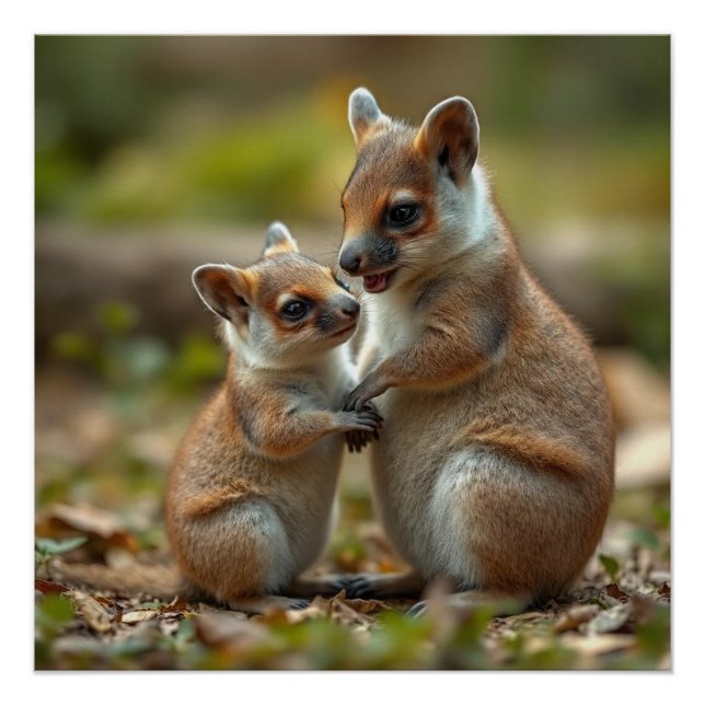Poster "Joyful Bond : Australian Mama and Baby Quokka" (Devant)